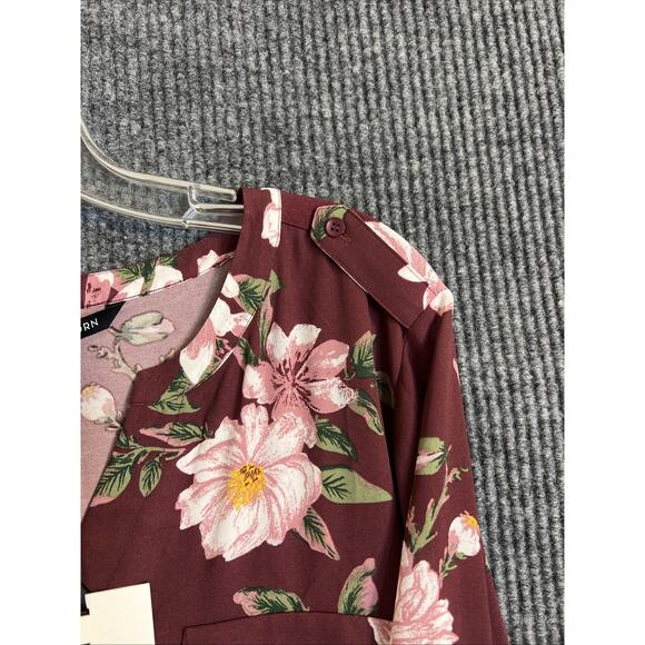 41 Hawthorn Womens Blouse Plus Size 2X Burgundy Floral Button Front Boho Office - Picture 5 of 10